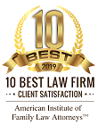 10 | Best 2019 | 10 Best Law Firm | Client Satisfaction | American Institute of Family Law Attorneys